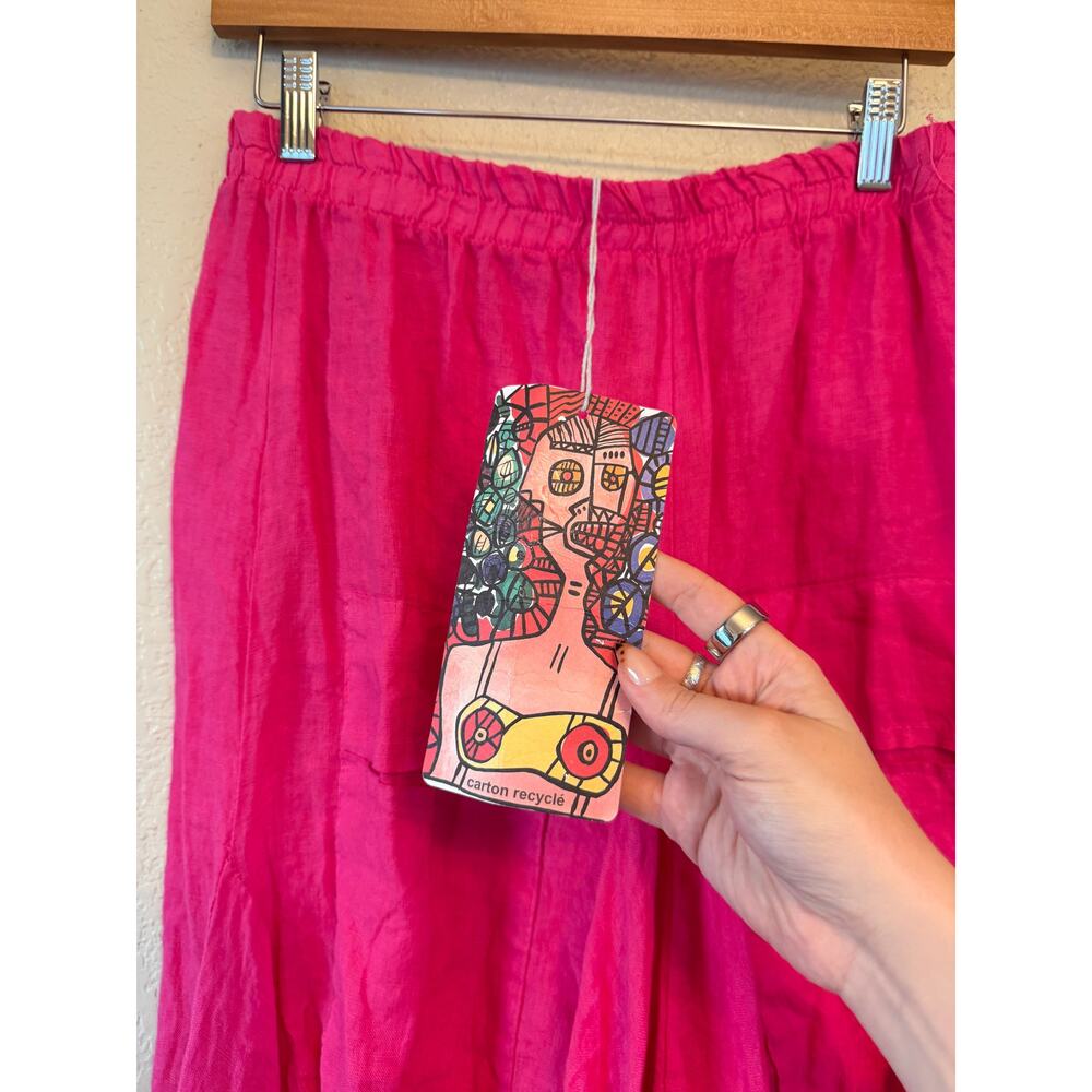 NEW Colette Hot Pink Linen Skirt One Size Lightweight Beach Boho Summer Skirt - Picture 4 of 7